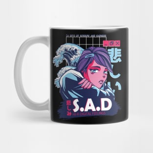 Japanese Sad Girl Anime Vaporwave Art Style Mug